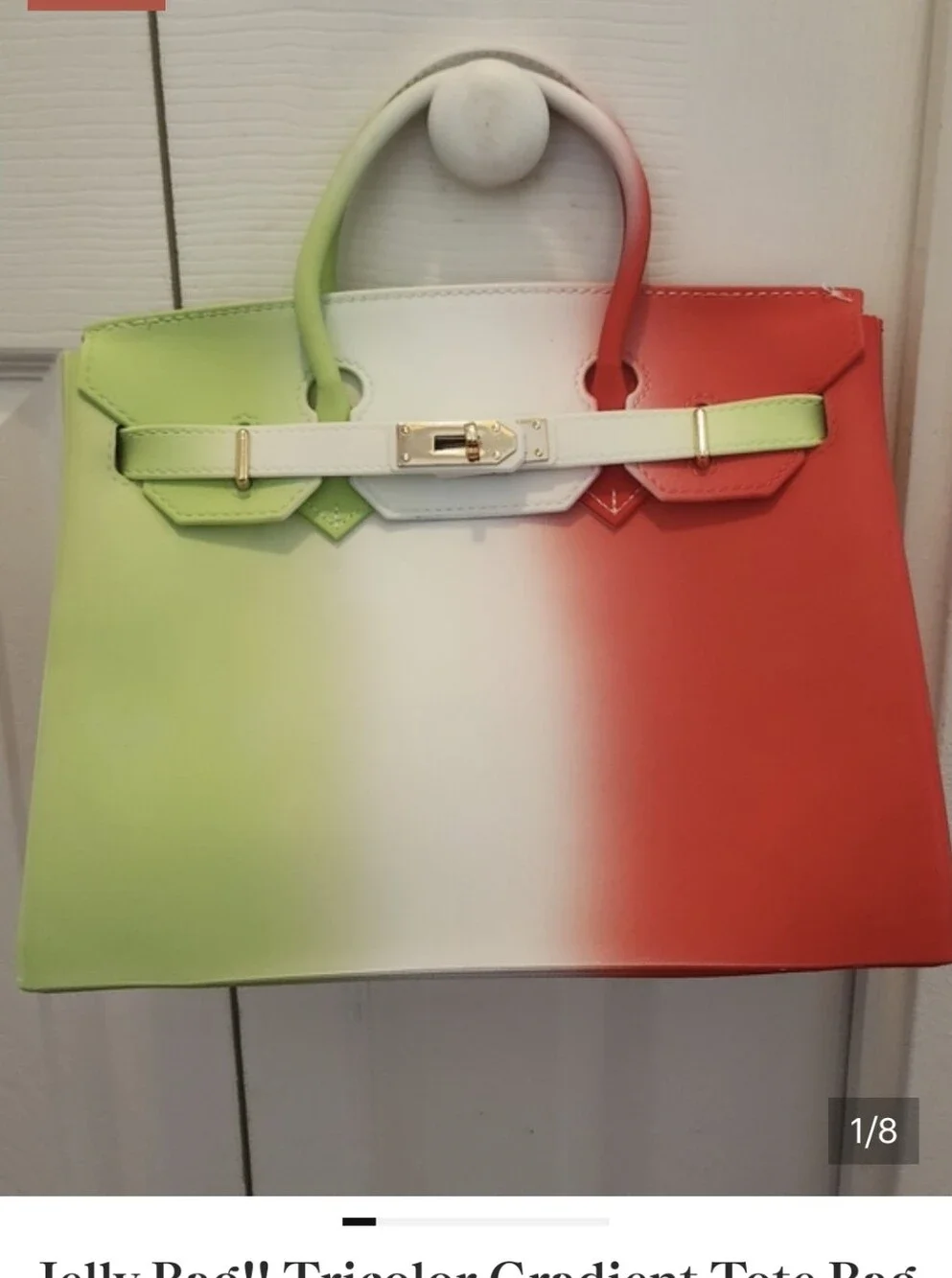Jelly Bag!! Tricolor Gradient Tote Bag - Green White Red NWOT